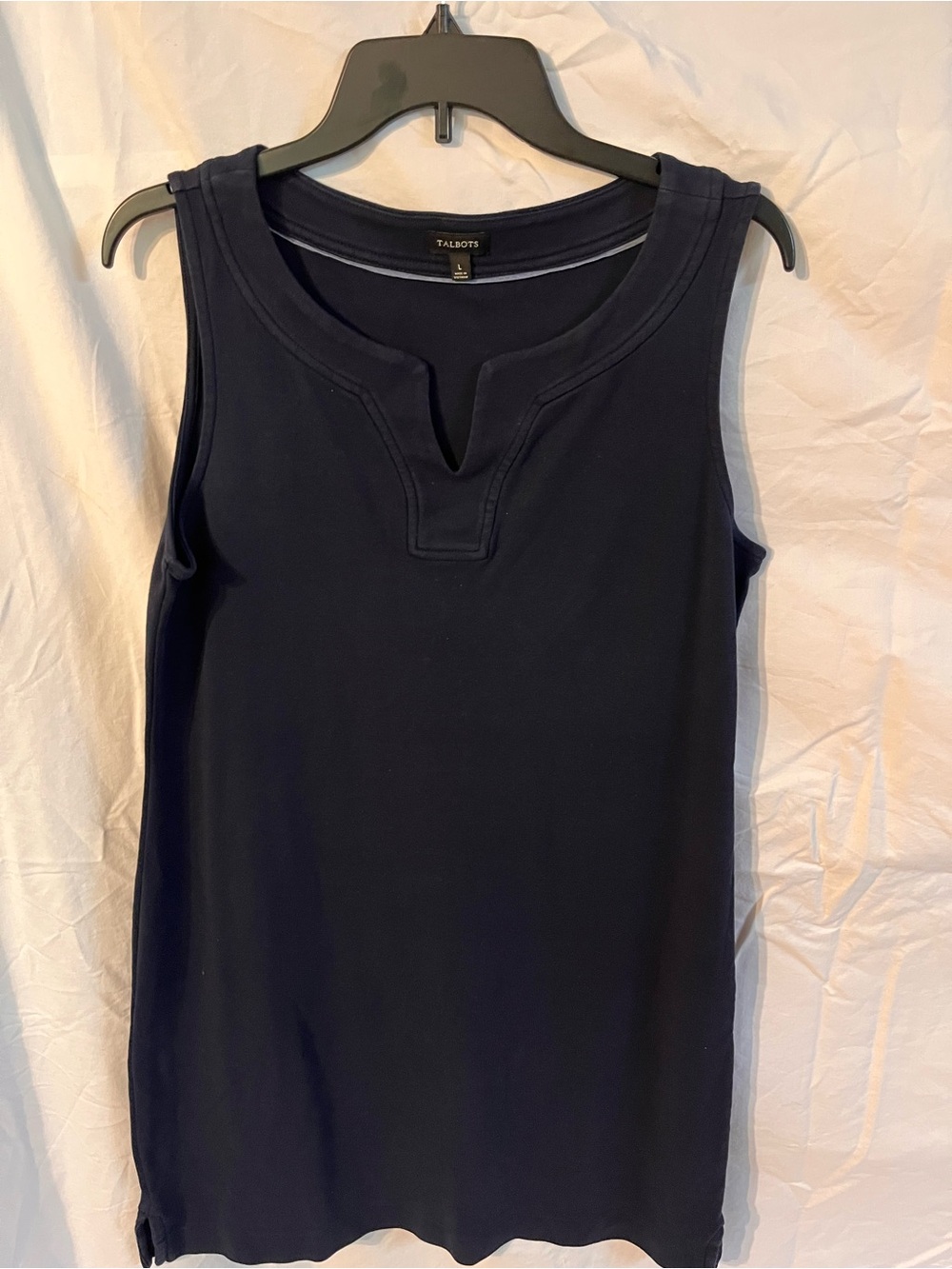 Talbots Navy Split-Notch Sleeveless Knit Tank